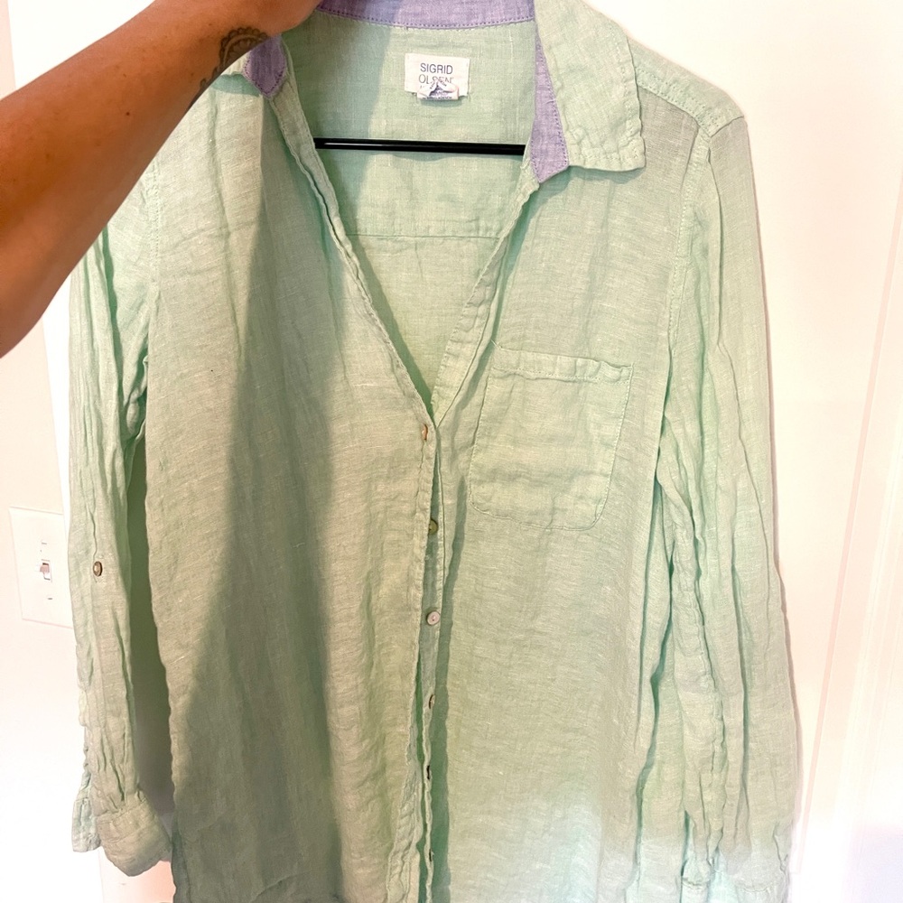 Mint Green Linen Shirt
